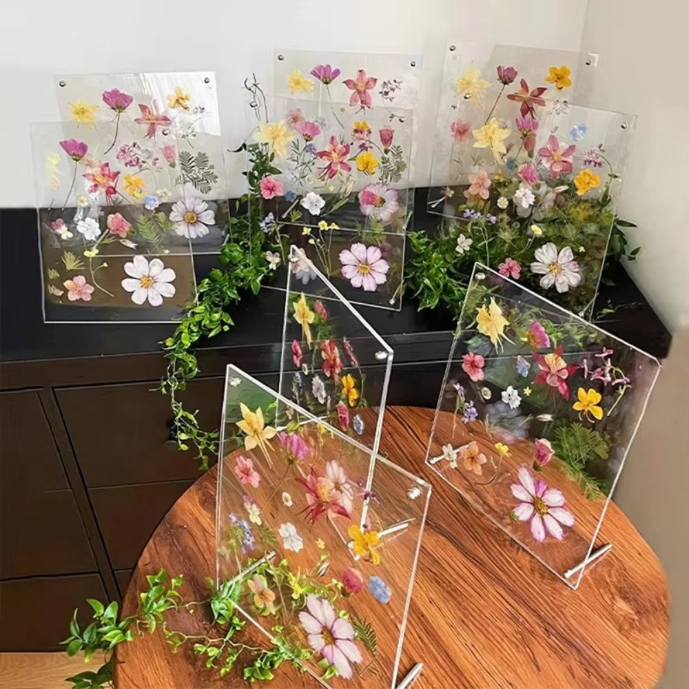 New DIY Glass Picture Frame Double-Sided Transparent Display Stand Decorative Handmade Acrylic Photo Frame For Dried Flowers