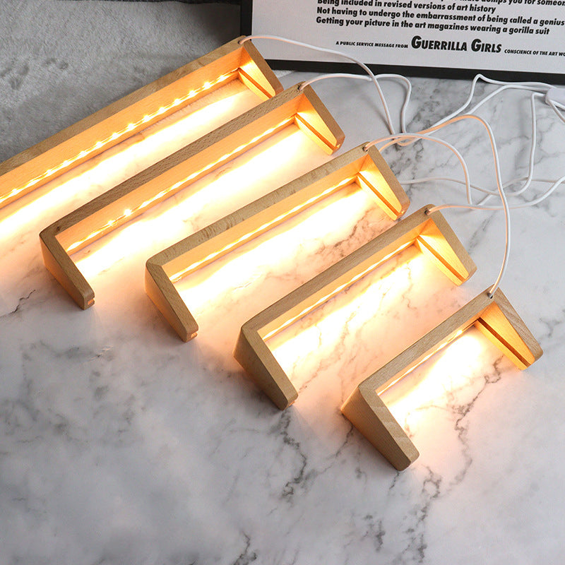 Creative LED lights Solid Wooden Photo Frame Innovative Acrylic U Shaped Photo Frame Home Desk Decoration