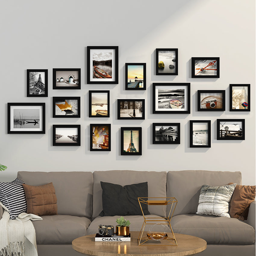 14 or 19Pcs/Set Wood Photo Frames For Pictures Wall Picture Frame Wooden Frame Wall Hanging Photo Decor Wedding Party Home Decor