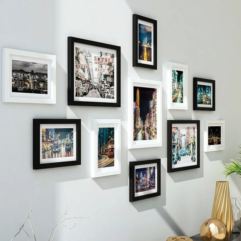 Living Room Photo Frame 11PCS American Wall Combination Wooden Hanging Picture Frame Creative Restaurant Home Decoration