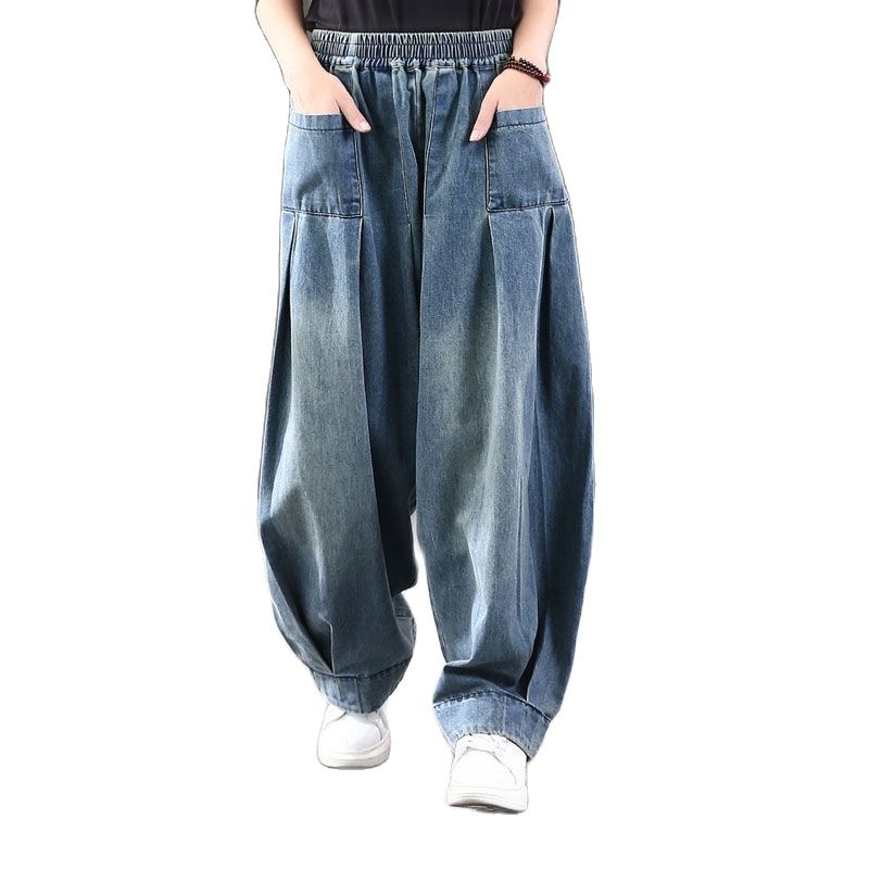 New Baggy Oversize Jeans Women Denim Casual Cross Pants Female Vintage Harem Pants Trousers Bloomers 2024 Mom Wide Leg Jeans