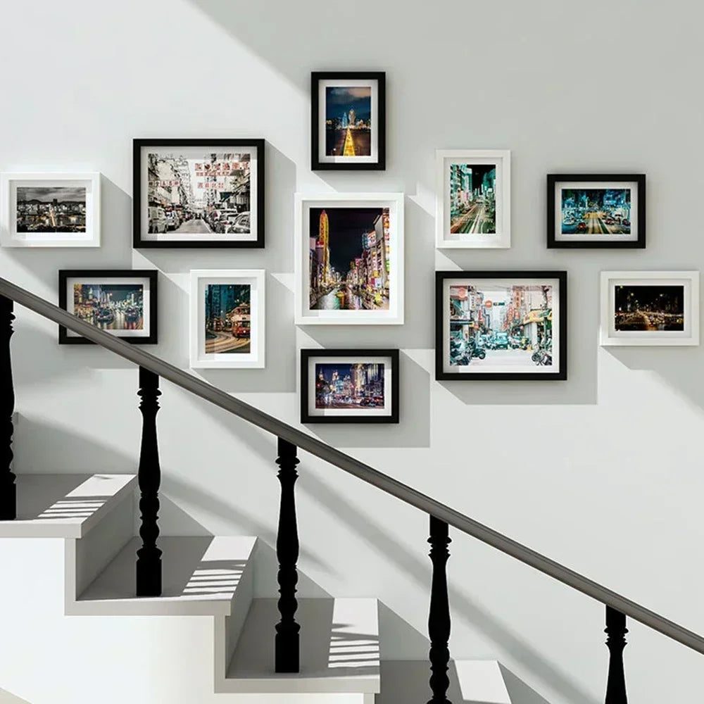 Living Room Photo Frame 11PCS American Wall Combination Wooden Hanging Picture Frame Creative Restaurant Home Decoration