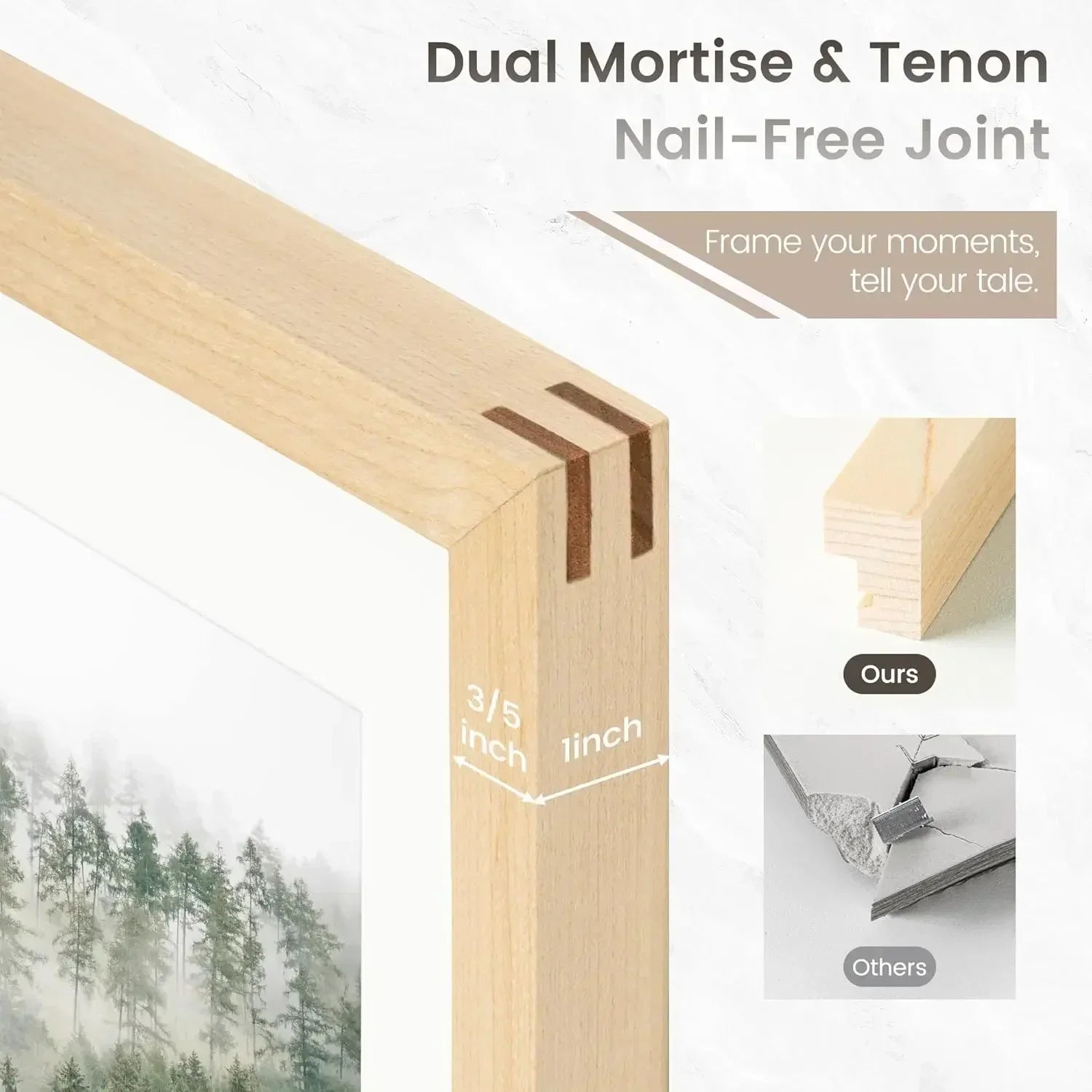 XMSJ-Sale16 x 20 Picture Frame Set of 3, USA-Sourced Natural Maple Wood Photo Collage with HD Tempered Glass, Modern Simpl