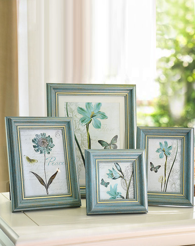 Light Blue Plastic Photo Frame 4/6/7/10 Inch Brown Picture Frames Rustic Home Decor Nightstand Family Portrait Desk Decoration