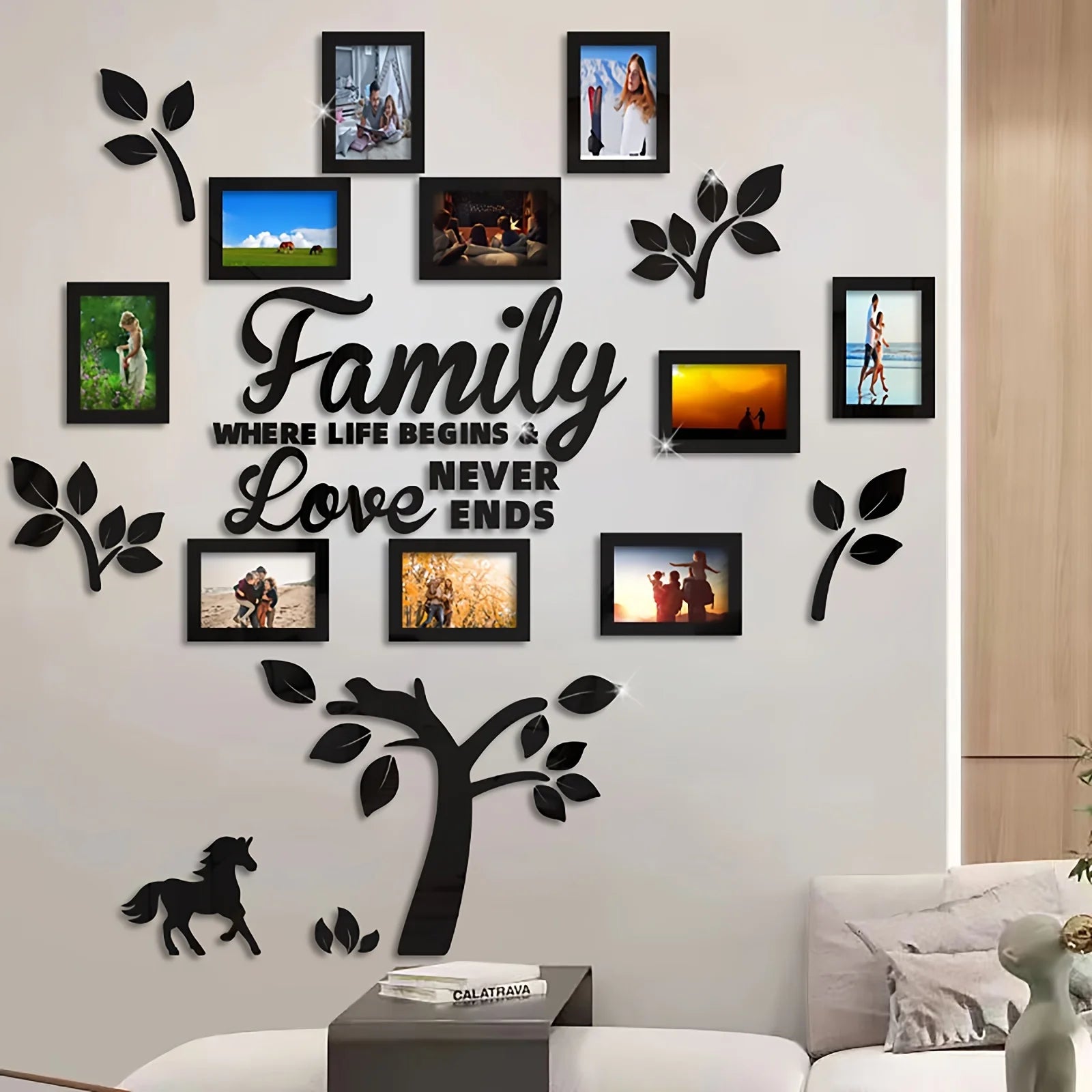 3D Acrylic Photo Frame Wall Decorations with Poster Templates Collage Gallery Family Wedding Back to School Anniversary