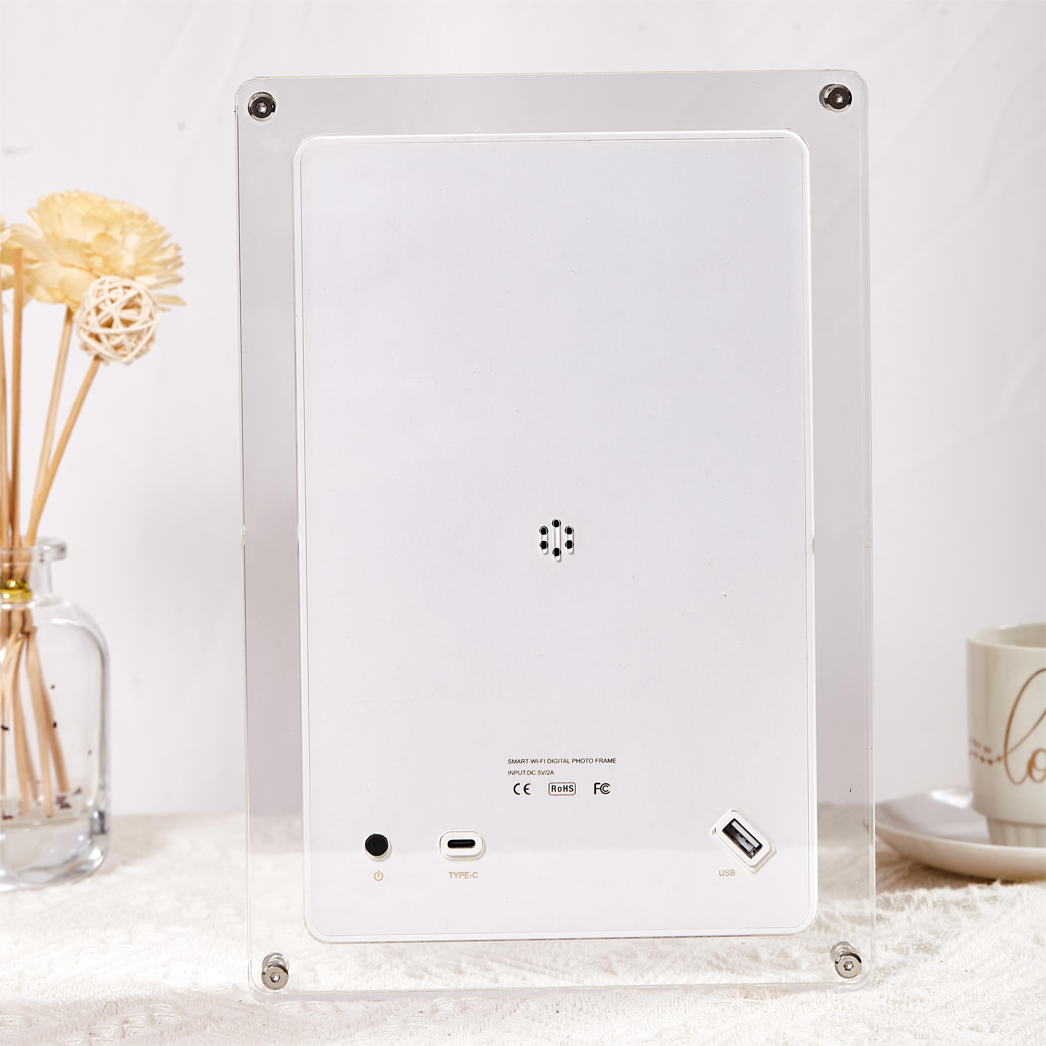 2024 hot selling 10.1-inch acrylic digital frames 8GB 2000mah with removable stander horizontal vertical play gravity version