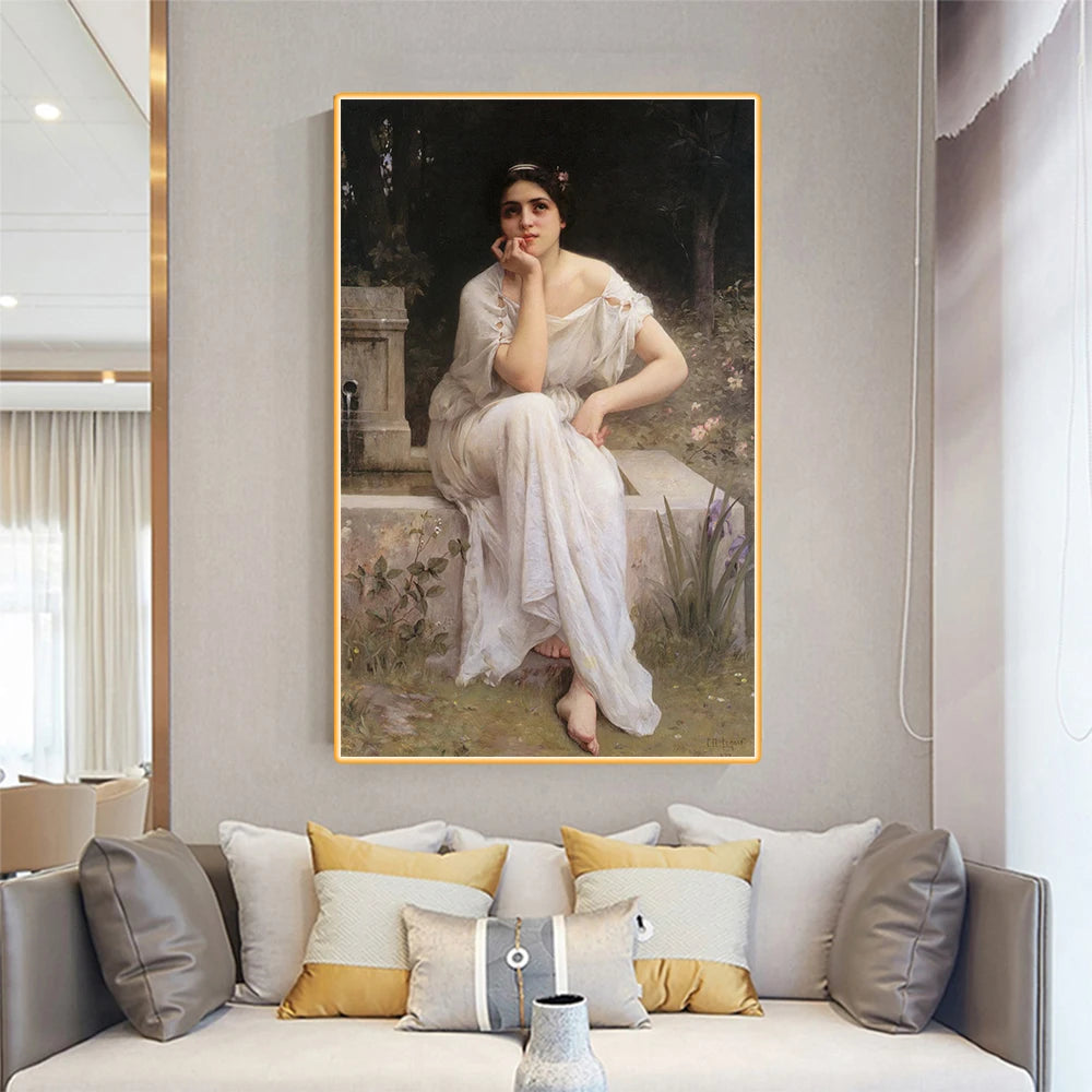 Amable Lenoir " Meditation " Canvas Oil Painting Classical Print Poster Picture Modern Wall Decor Home Living room Decoration