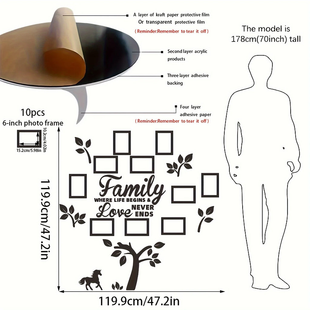 3D Acrylic Photo Frame Wall Decorations with Poster Templates Collage Gallery Family Wedding Back to School Anniversary