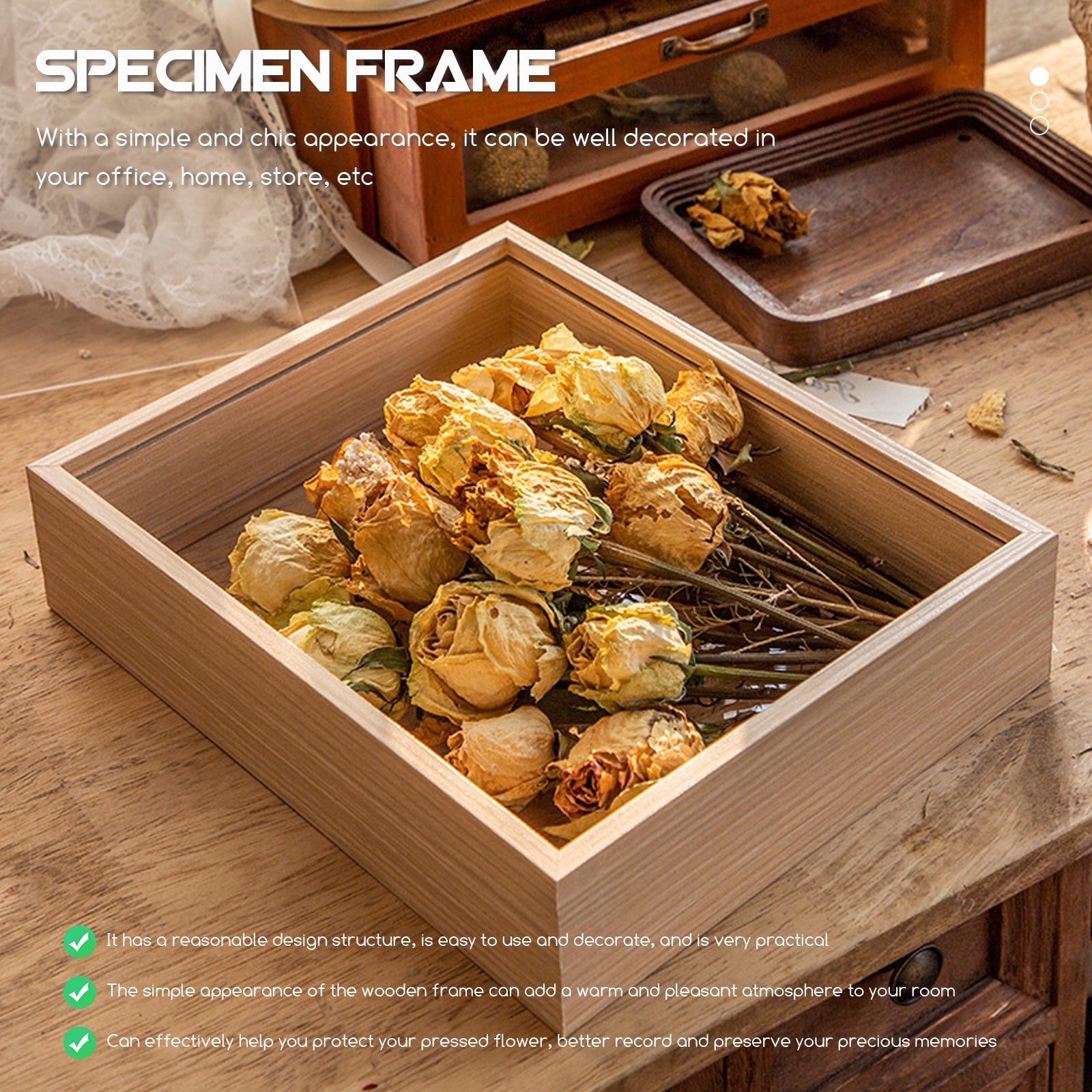 3D Photo Frame Hollow Dried Flower Photo Frame Diy Craft Three-dimensional Dry Desk Khaki Specimen Display Home Decoration