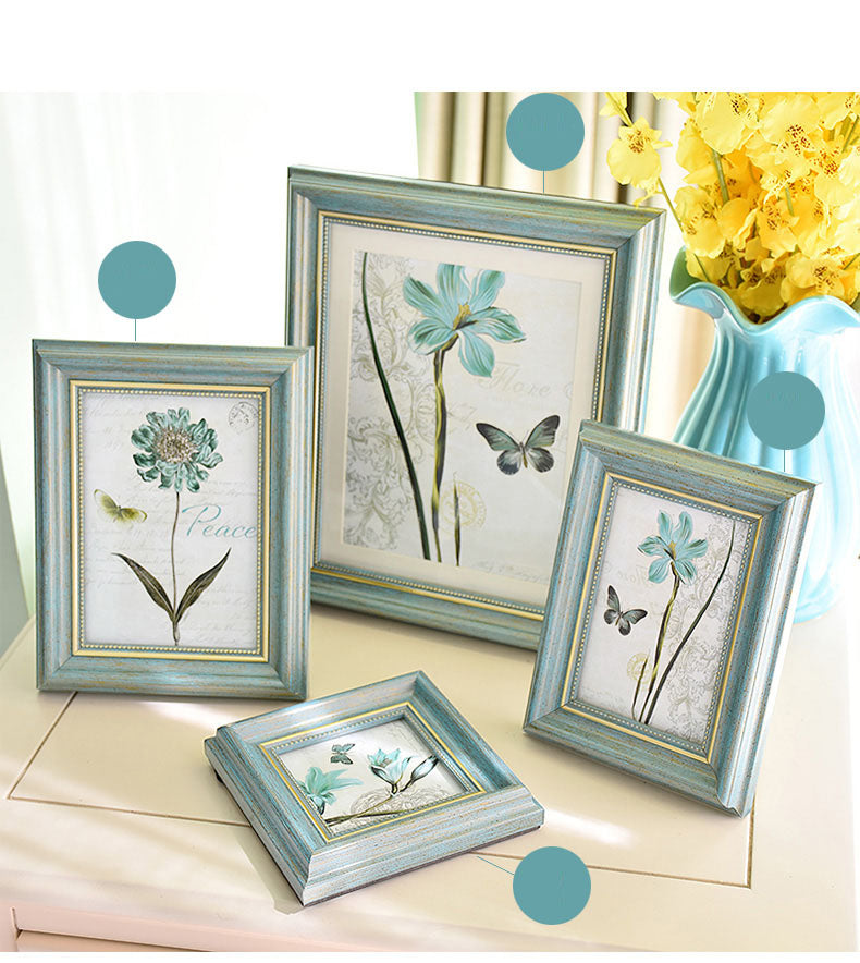 Light Blue Plastic Photo Frame 4/6/7/10 Inch Brown Picture Frames Rustic Home Decor Nightstand Family Portrait Desk Decoration