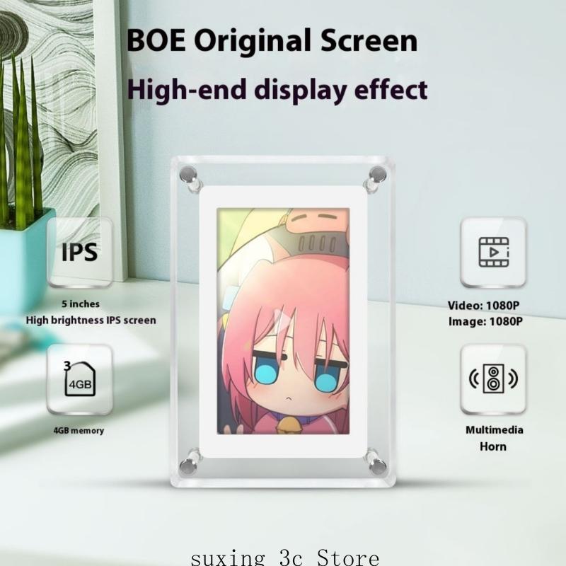5Inch Acrylic Video Photo Frame Automatic Rotation Feature 1200mAh Rechargeable Battery For Home and Office Decoration