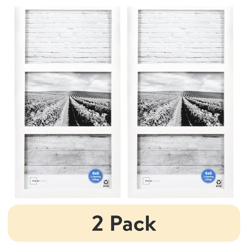 3 Opening 4x6 Picture Frame 2 Pack Gallery Collage Wall Mount Tabletop Display MDF Home Decor Vertical Horizontal