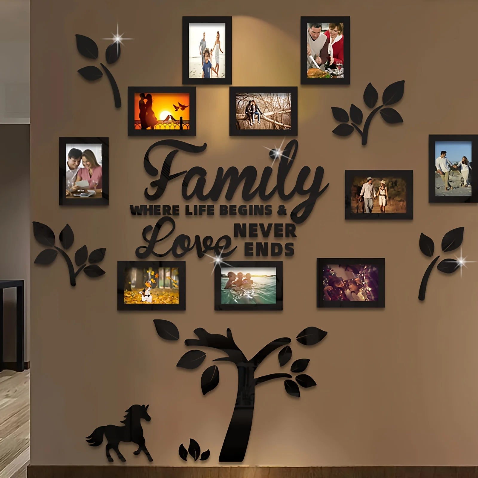 3D Acrylic Photo Frame Wall Decorations with Poster Templates Collage Gallery Family Wedding Back to School Anniversary