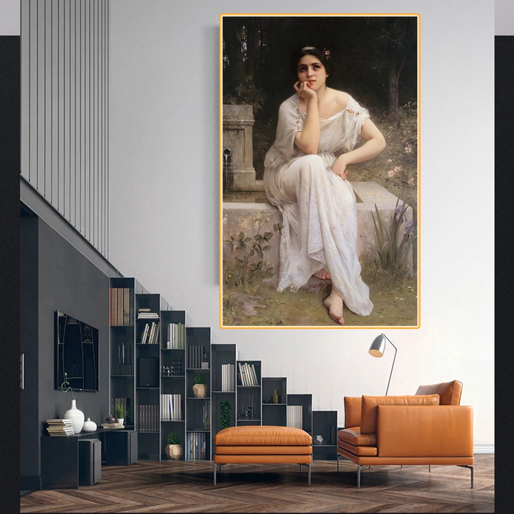 Amable Lenoir " Meditation " Canvas Oil Painting Classical Print Poster Picture Modern Wall Decor Home Living room Decoration