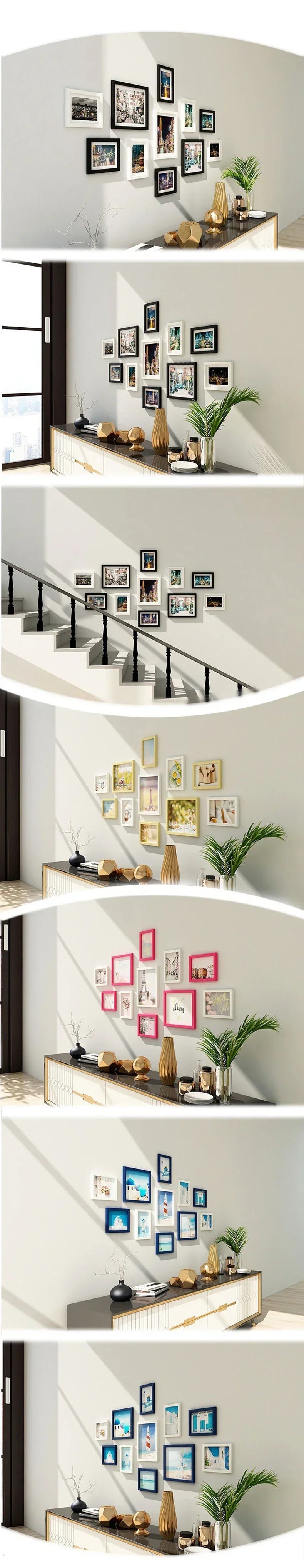 Living Room Photo Frame 11PCS American Wall Combination Wooden Hanging Picture Frame Creative Restaurant Home Decoration