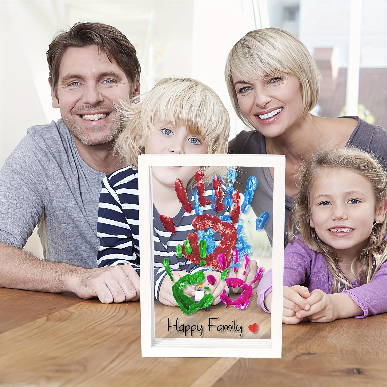 Home Decoration 1 set Modern Wooden Picture Frame DIY Family Handprint Kit Craft Wall Mountable Keepsake Gifts