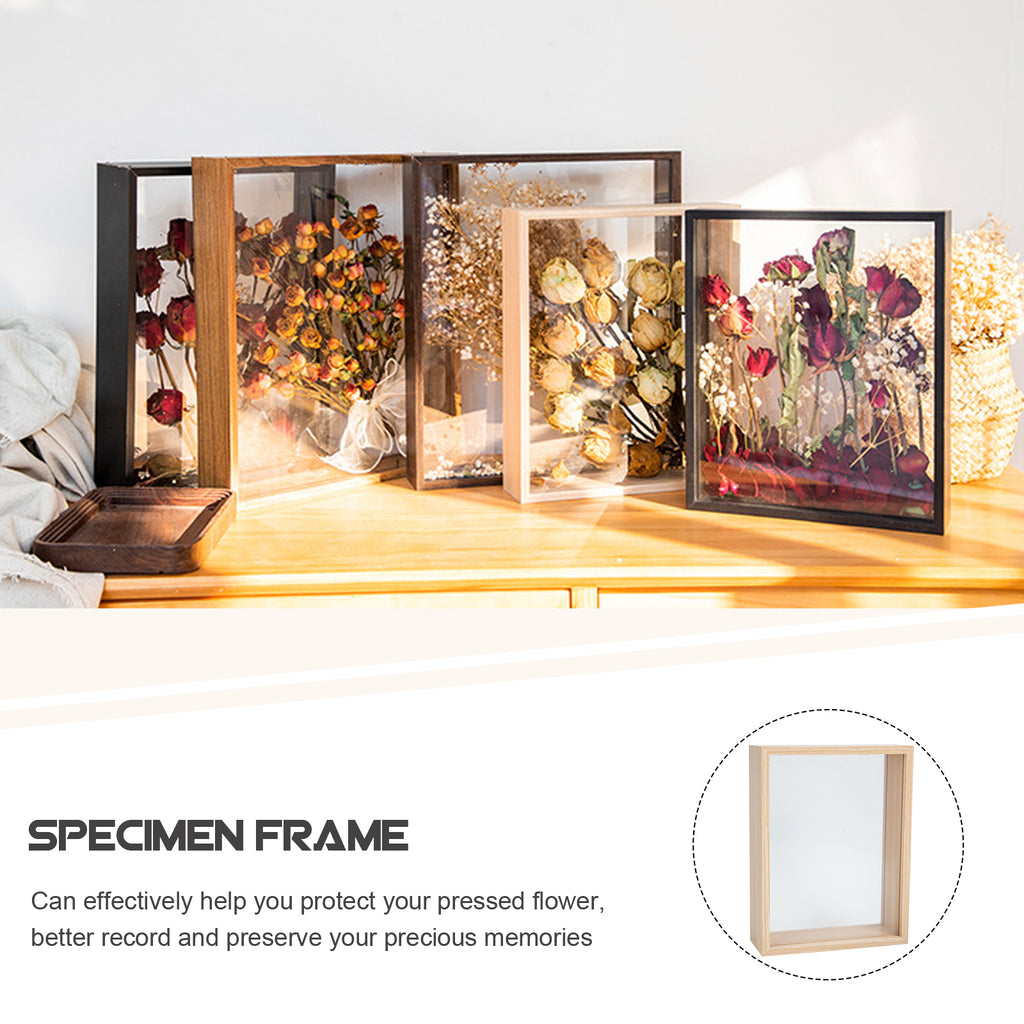 3D Photo Frame Hollow Dried Flower Photo Frame Diy Craft Three-dimensional Dry Desk Khaki Specimen Display Home Decoration