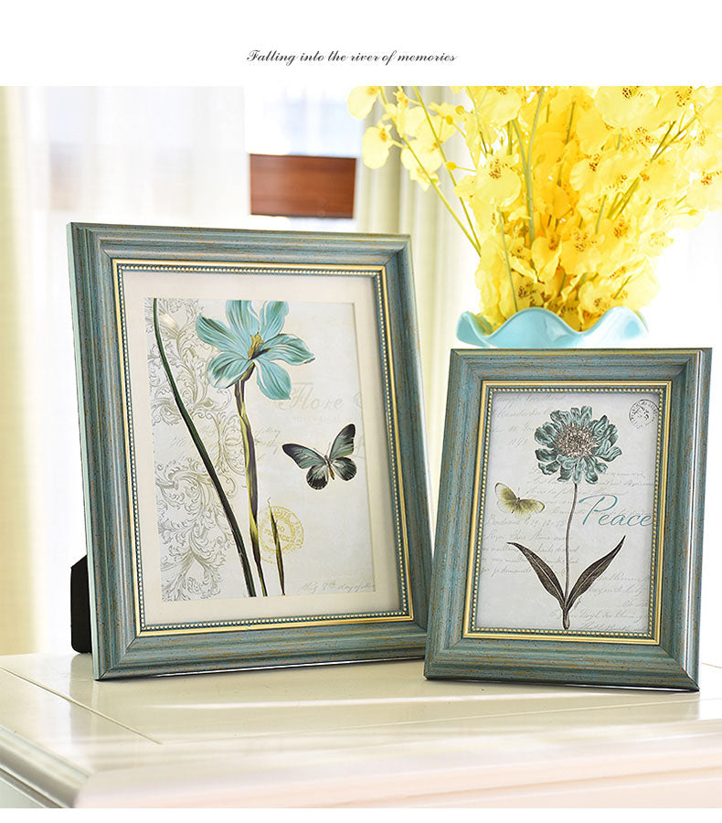 Light Blue Plastic Photo Frame 4/6/7/10 Inch Brown Picture Frames Rustic Home Decor Nightstand Family Portrait Desk Decoration