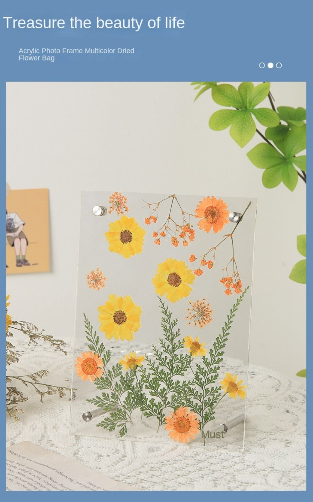 New DIY Glass Picture Frame Double-Sided Transparent Display Stand Decorative Handmade Acrylic Photo Frame For Dried Flowers