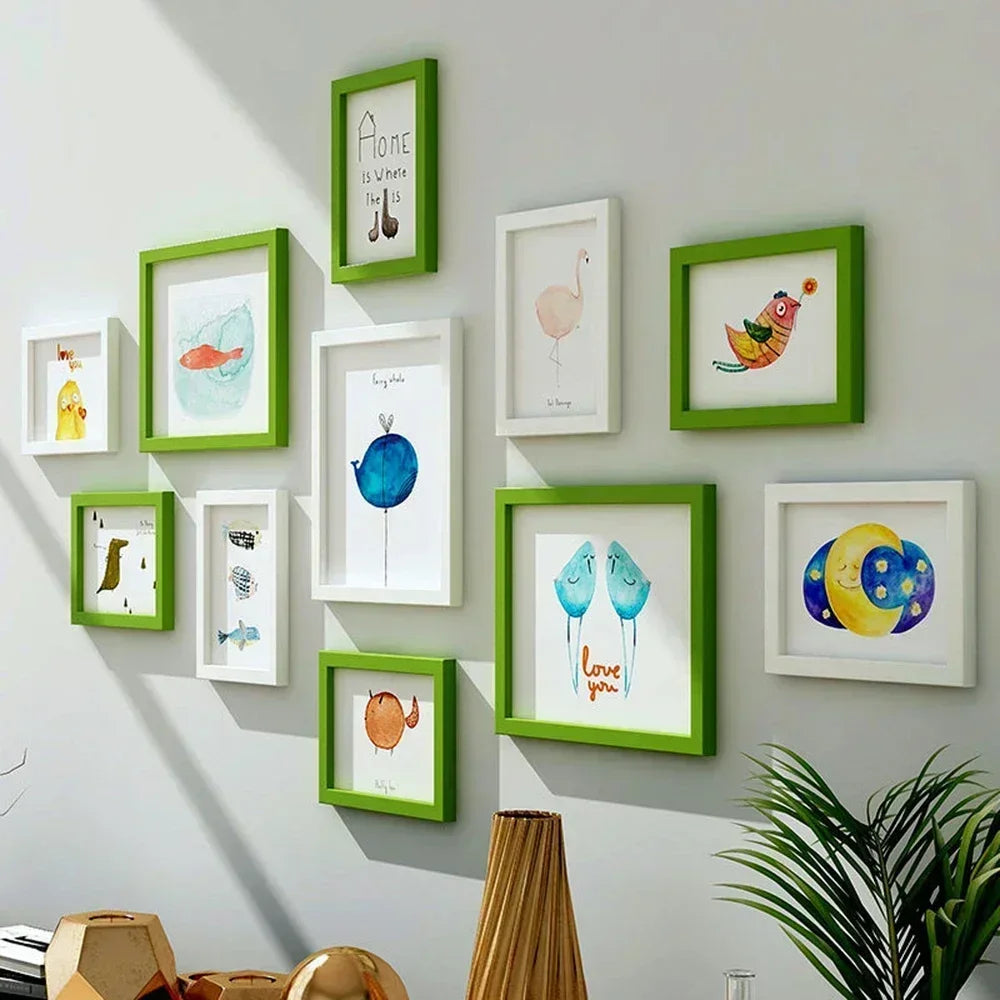 Living Room Photo Frame 11PCS American Wall Combination Wooden Hanging Picture Frame Creative Restaurant Home Decoration
