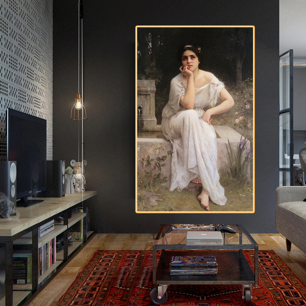 Amable Lenoir " Meditation " Canvas Oil Painting Classical Print Poster Picture Modern Wall Decor Home Living room Decoration