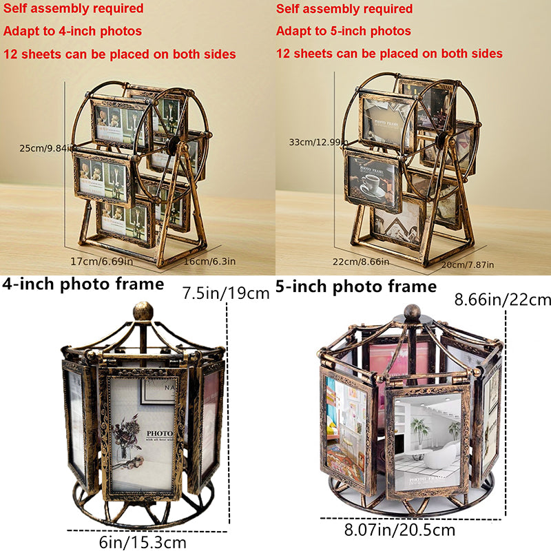 4/5 Inch Photo Frame Wedding Picture Frame Vintage Decoration Home Ornaments Living Room Desk Office Windmill Carousel Frames