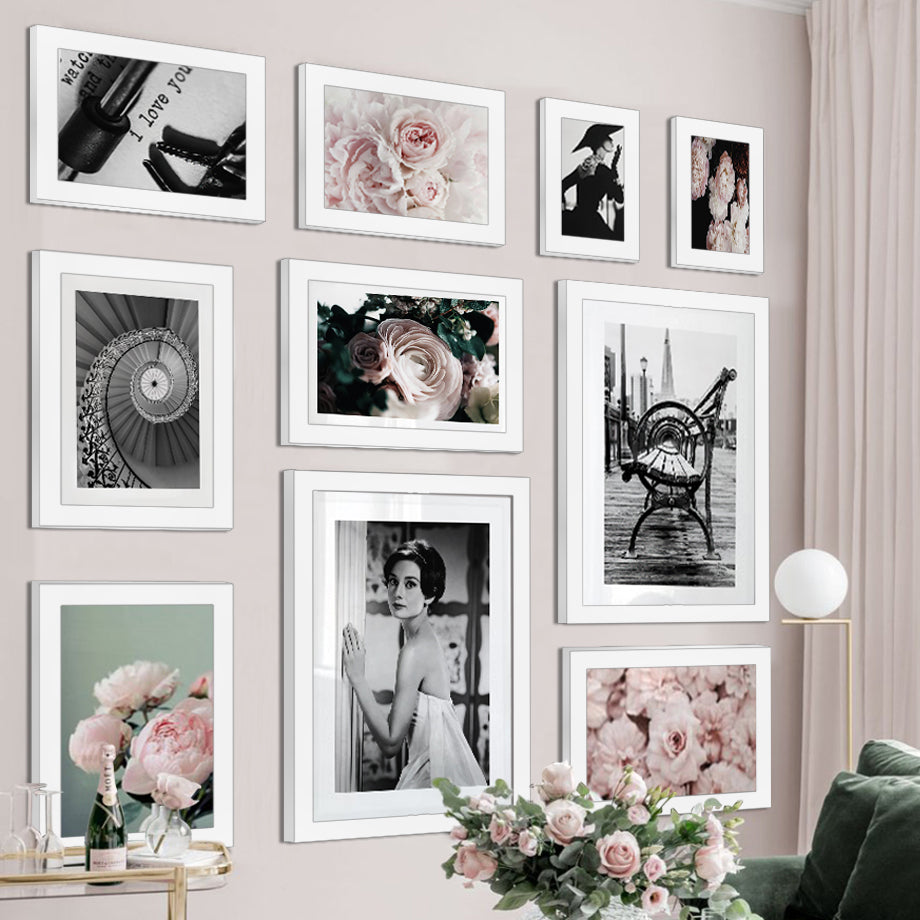 10 Piece Wood Family Photo Frame Wall Gallery Kit Picture Frame For Wall With Plexiglass Classic Wooden Frame For Wall Hanging