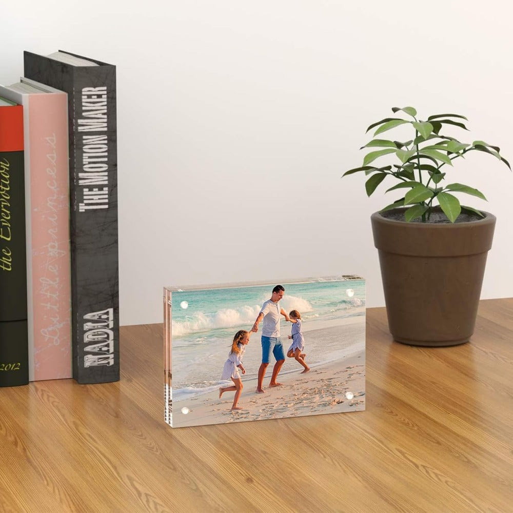 3 Pack Acrylic Picture Frame 4x6 Inch, 20mm Thicker Block, Clear Picture Frames Freestanding Double Sided Magnetic Acrylic Lucit