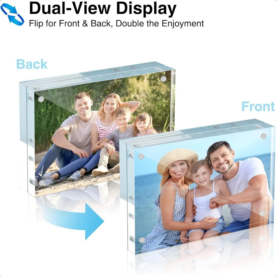 Acrylic Picture Frames 4x6 3 Pack Strong Magnetic Photo Frame Double Sided Clear Picture Frames with Microfiber Cloth Framel St