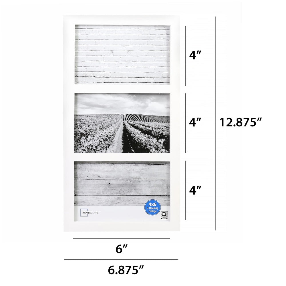 3 Opening 4x6 Picture Frame 2 Pack Gallery Collage Wall Mount Tabletop Display MDF Home Decor Vertical Horizontal