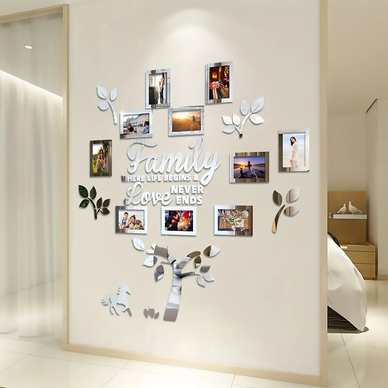 3D Acrylic Photo Frame Wall Decorations with Poster Templates Collage Gallery Family Wedding Back to School Anniversary