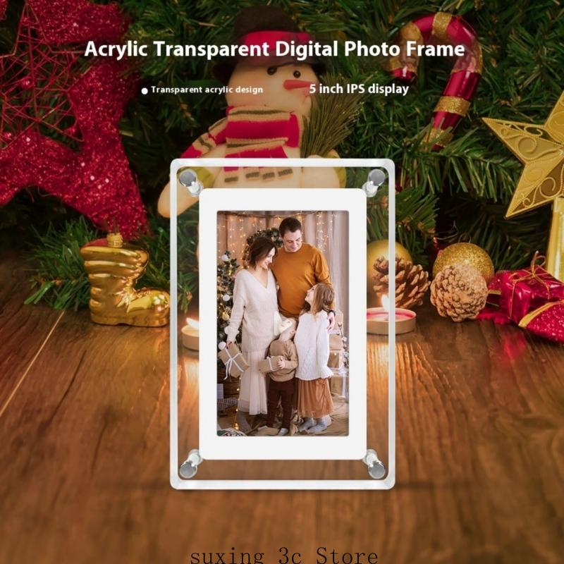 5Inch Acrylic Video Photo Frame Automatic Rotation Feature 1200mAh Rechargeable Battery For Home and Office Decoration