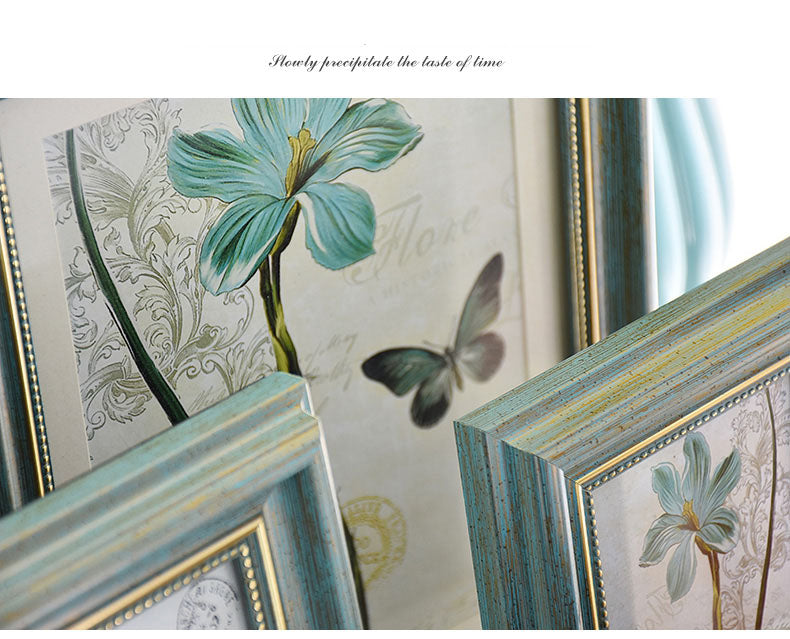 Light Blue Plastic Photo Frame 4/6/7/10 Inch Brown Picture Frames Rustic Home Decor Nightstand Family Portrait Desk Decoration