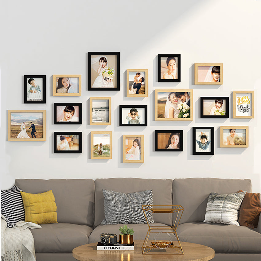 14 or 19Pcs/Set Wood Photo Frames For Pictures Wall Picture Frame Wooden Frame Wall Hanging Photo Decor Wedding Party Home Decor
