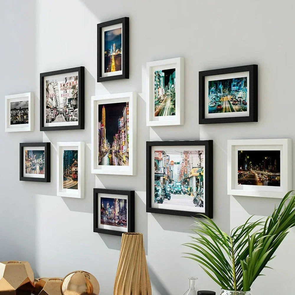 Living Room Photo Frame 11PCS American Wall Combination Wooden Hanging Picture Frame Creative Restaurant Home Decoration
