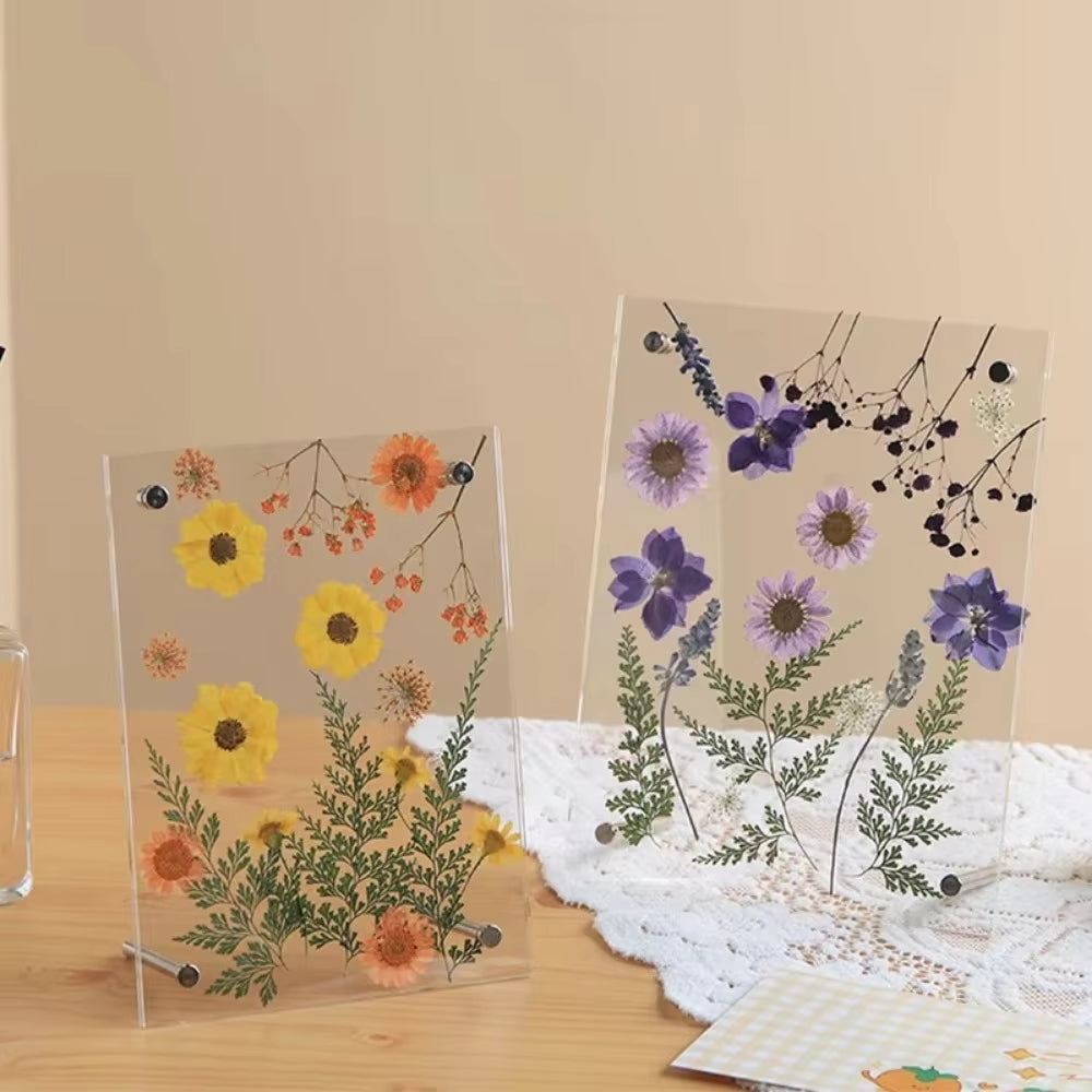 New DIY Glass Picture Frame Double-Sided Transparent Display Stand Decorative Handmade Acrylic Photo Frame For Dried Flowers