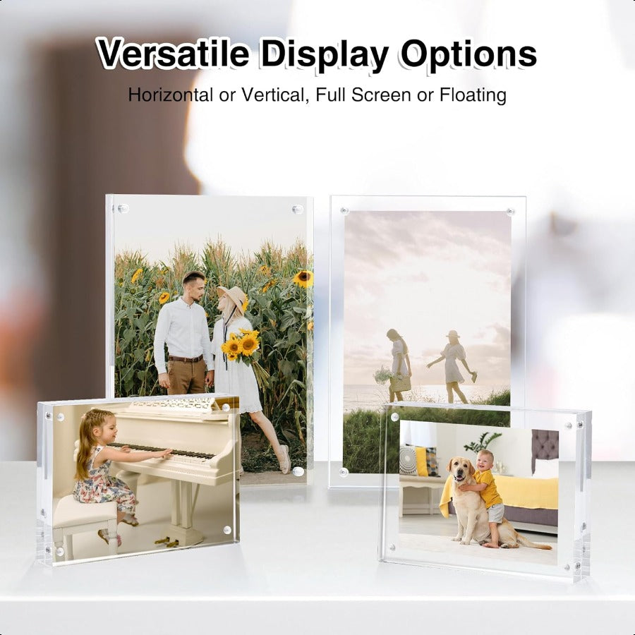 Acrylic Picture Frames 4x6 3 Pack Strong Magnetic Photo Frame Double Sided Clear Picture Frames with Microfiber Cloth Framel St