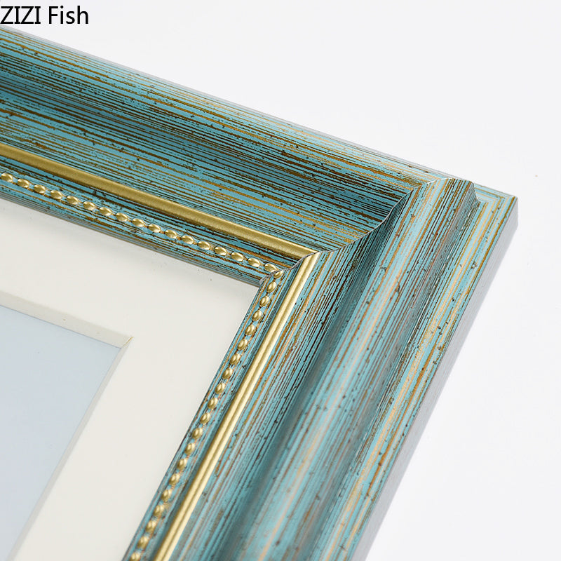 Light Blue Plastic Photo Frame 4/6/7/10 Inch Brown Picture Frames Rustic Home Decor Nightstand Family Portrait Desk Decoration