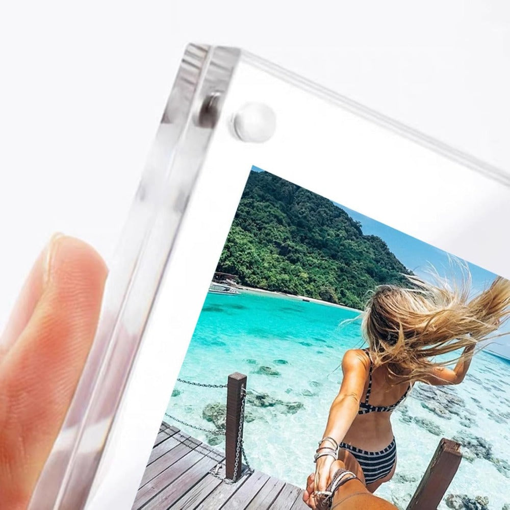 3 Pack Acrylic Picture Frame 4x6 Inch, 20mm Thicker Block, Clear Picture Frames Freestanding Double Sided Magnetic Acrylic Lucit