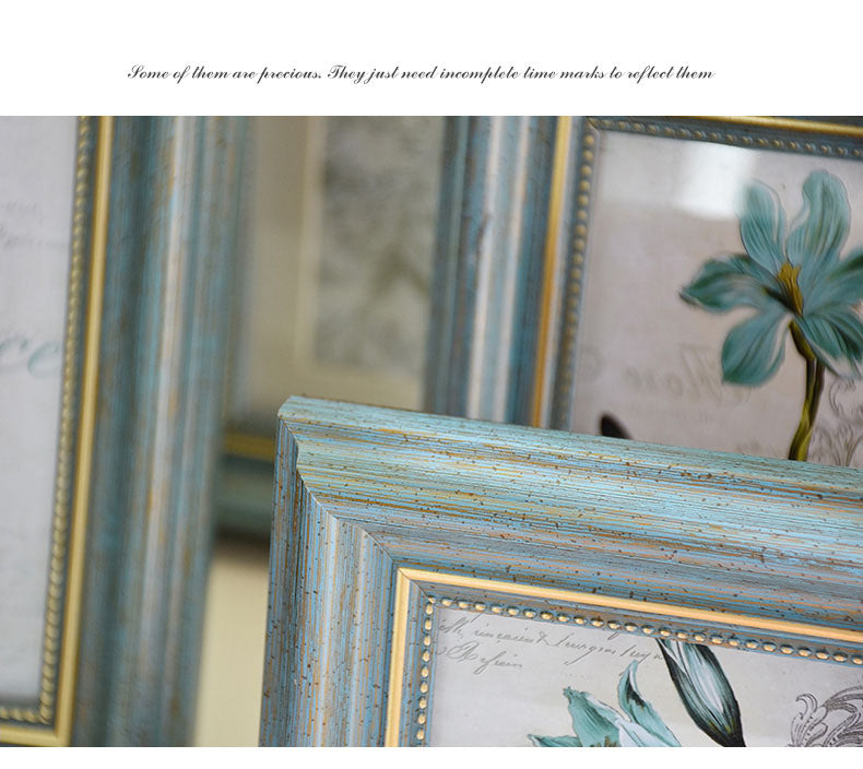 Light Blue Plastic Photo Frame 4/6/7/10 Inch Brown Picture Frames Rustic Home Decor Nightstand Family Portrait Desk Decoration