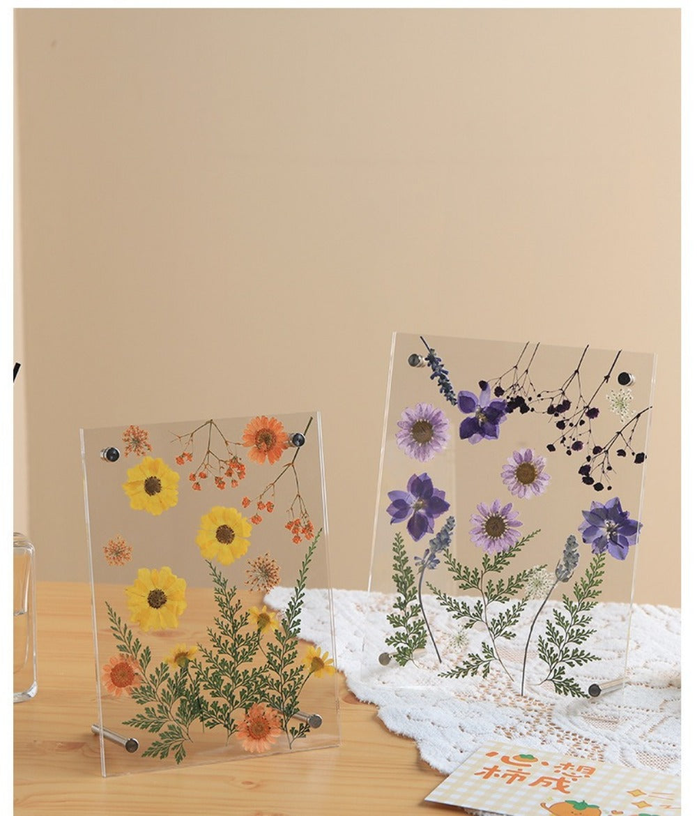 New DIY Glass Picture Frame Double-Sided Transparent Display Stand Decorative Handmade Acrylic Photo Frame For Dried Flowers