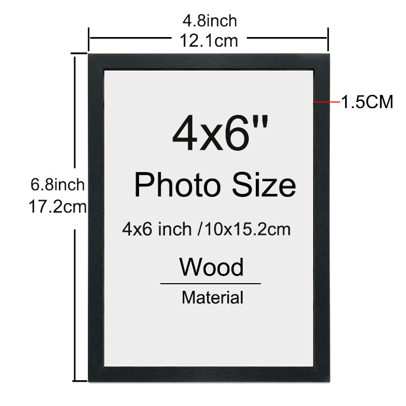 14pcs 4x6 Inch Picture Frames, Wooden Photo Frames without Mat ,Tabletop or Wall Display for Prints, Paintings, Poster
