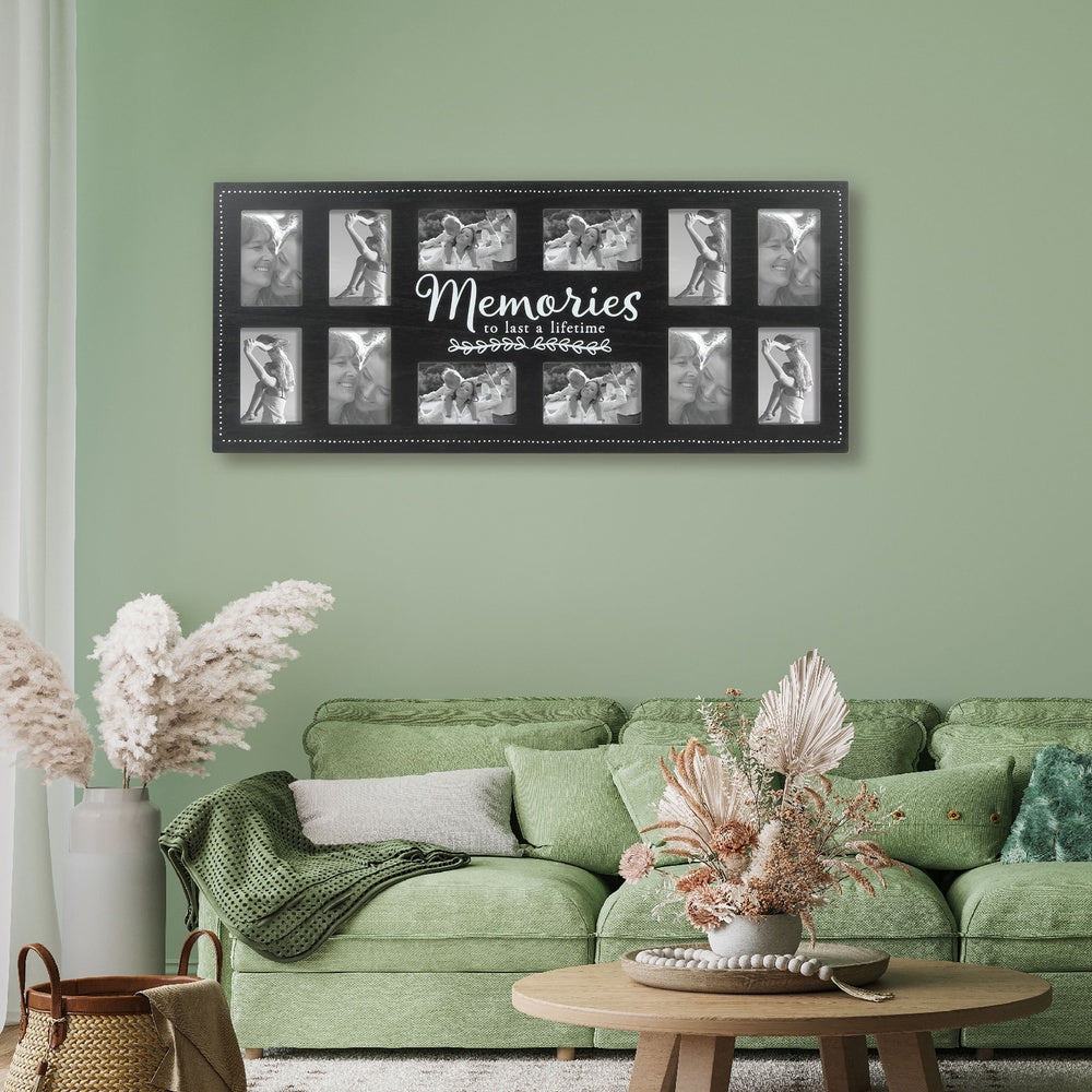 12 Opening Rustic Photo Frame Collage Wall Decor 4x6 Pictures Durable MDF Easy to Hang Family Gift