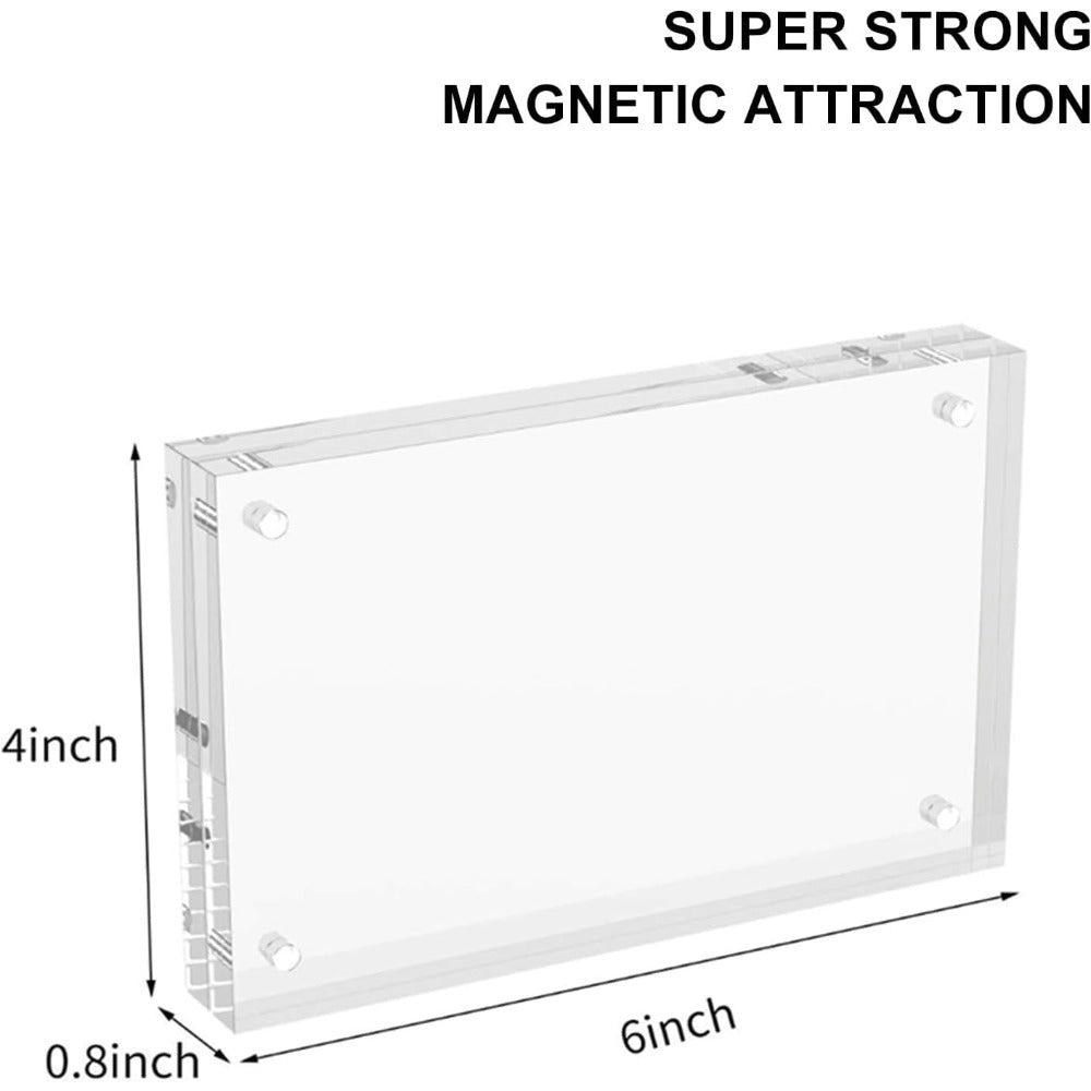 3 Pack Acrylic Picture Frame 4x6 Inch, 20mm Thicker Block, Clear Picture Frames Freestanding Double Sided Magnetic Acrylic Lucit