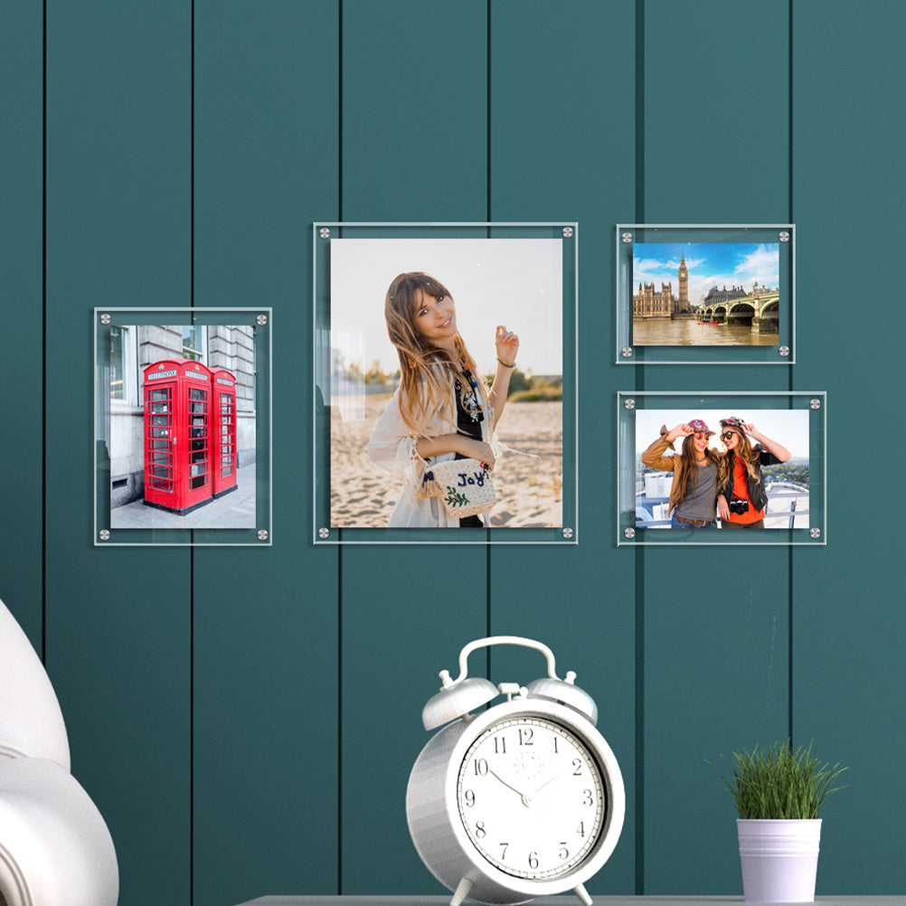 1 set 1 Set Of Acrylic Photo Frame Clear Xl Modern Frameless Display For Home Decor Diy Picture Arrangement Wall Art Party Decor
