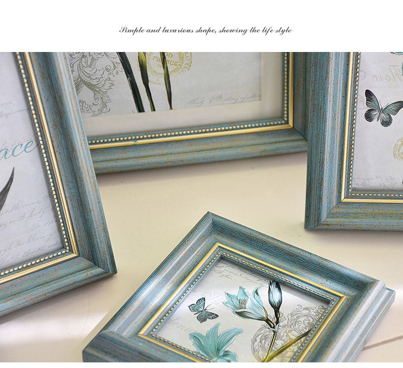 Light Blue Plastic Photo Frame 4/6/7/10 Inch Brown Picture Frames Rustic Home Decor Nightstand Family Portrait Desk Decoration