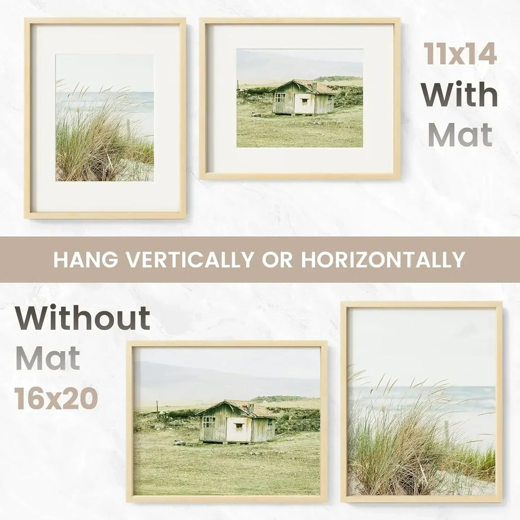 XMSJ-Sale16 x 20 Picture Frame Set of 3, USA-Sourced Natural Maple Wood Photo Collage with HD Tempered Glass, Modern Simpl