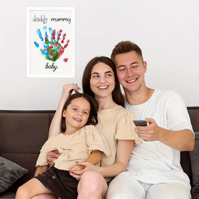 Home Decoration 1 set Modern Wooden Picture Frame DIY Family Handprint Kit Craft Wall Mountable Keepsake Gifts