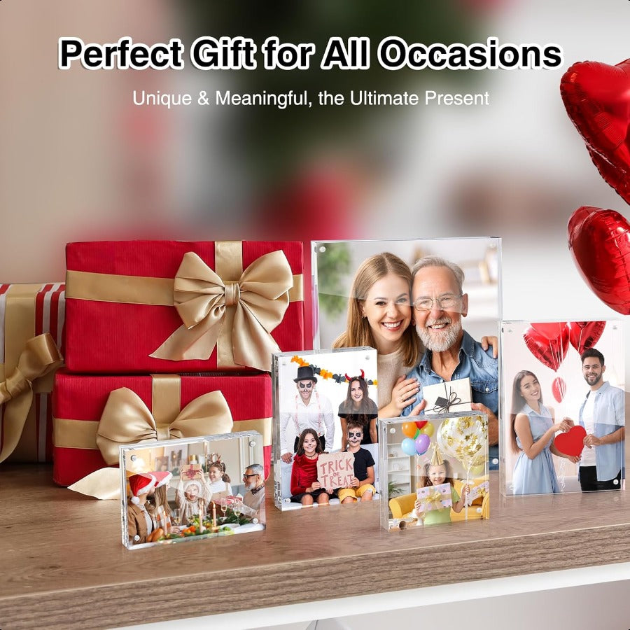 Acrylic Picture Frames 4x6 3 Pack Strong Magnetic Photo Frame Double Sided Clear Picture Frames with Microfiber Cloth Framel St