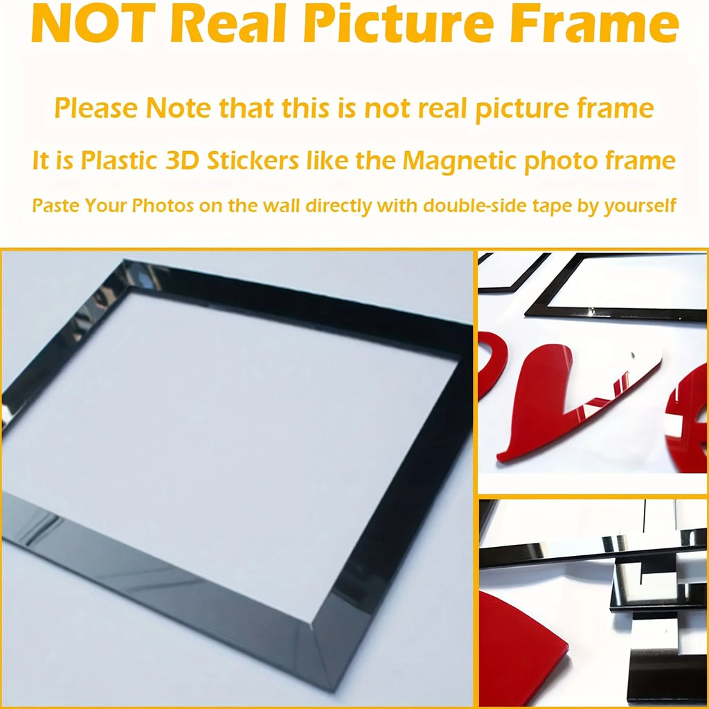 3D Acrylic Photo Frame Wall Decorations with Poster Templates Collage Gallery Family Wedding Back to School Anniversary